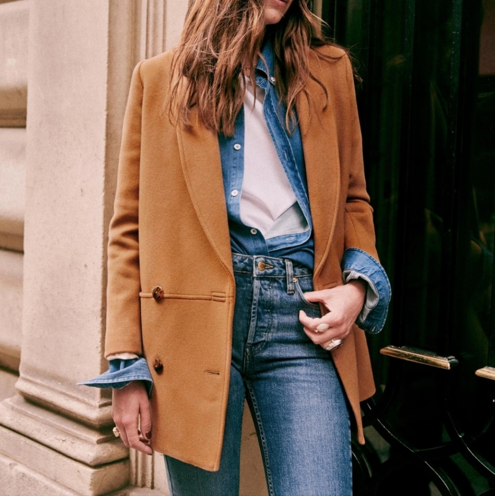 Sezane James Wool Camel Coat